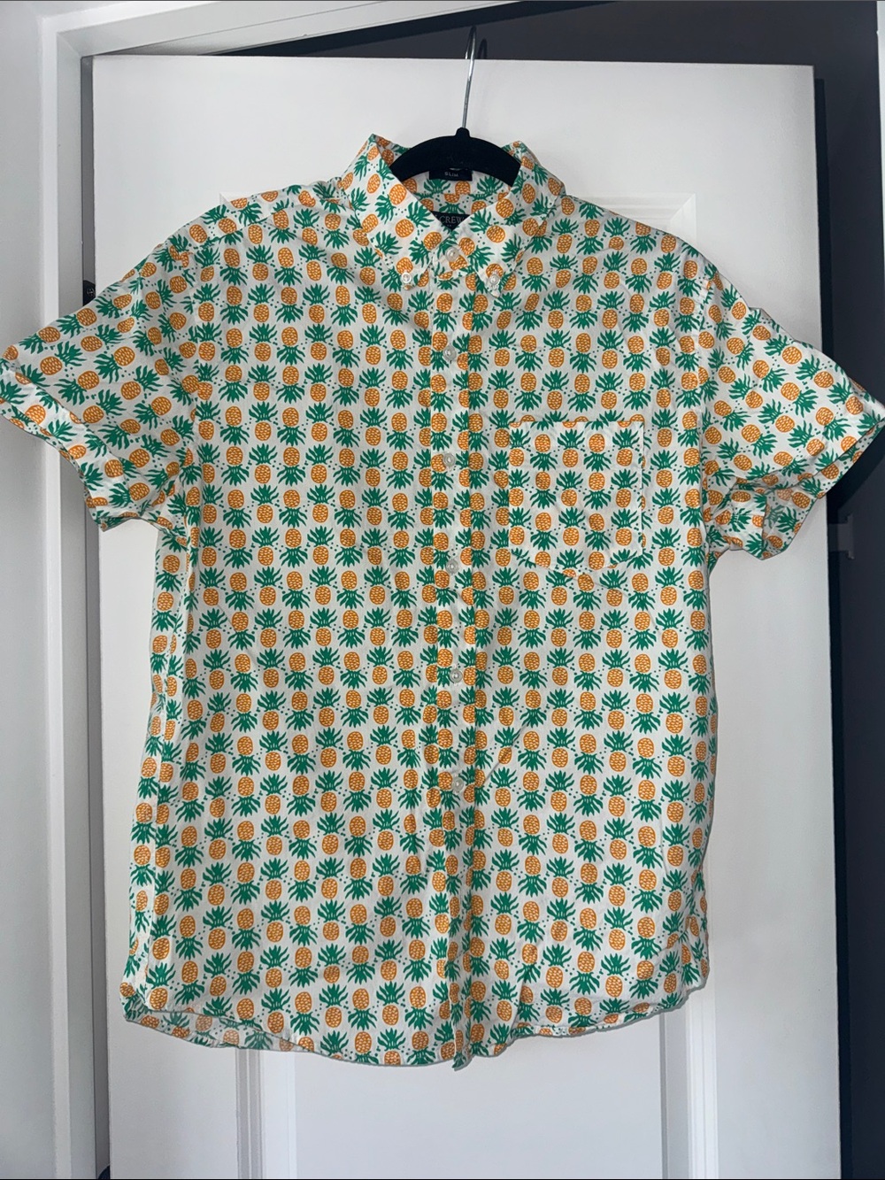 J. Crew Short-Sleeve Pineapple Print Shirt - White, Green & Yellow